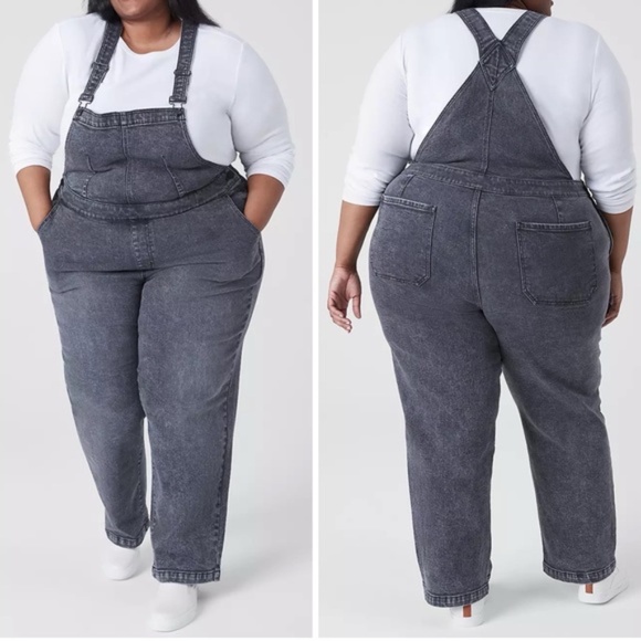 New Lane Bryant Size 24 black denim overall